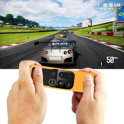 [2 Pack] Remote Cover Case Compatible for Apple TV 4Th Generation - Light Weight [Anti Slip] Shockproof Silicone Remote Sleeve for TV 4Th Siri Remote Controller with Lanyard (Orange+Purple)