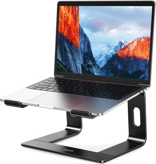 LS03 Ergonomic Aluminum Laptop Stand - Detachable Notebook Riser for 10-15.6" Laptops, Compatible with MacBook Air, Pro, Dell, HP, Lenovo, and More - Black