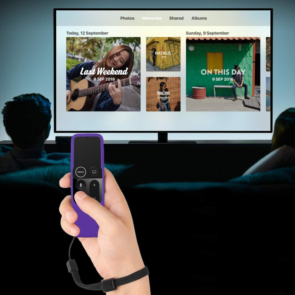 [2 Pack] Remote Cover Case Compatible for Apple TV 4Th Generation - Light Weight [Anti Slip] Shockproof Silicone Remote Sleeve for TV 4Th Siri Remote Controller with Lanyard (Orange+Purple)