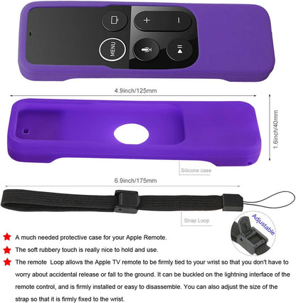 [2 Pack] Remote Cover Case Compatible for Apple TV 4Th Generation - Light Weight [Anti Slip] Shockproof Silicone Remote Sleeve for TV 4Th Siri Remote Controller with Lanyard (Orange+Purple)