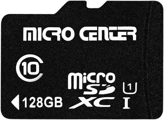 Micro Center 128GB Class 10 UHS-I MicroSDXC Flash Memory Card with Adapter for Mobile Device Storage, Compatible with Phones, Tablets, Drones, and Full HD Video Recording - 80MB/s (1 Pack)